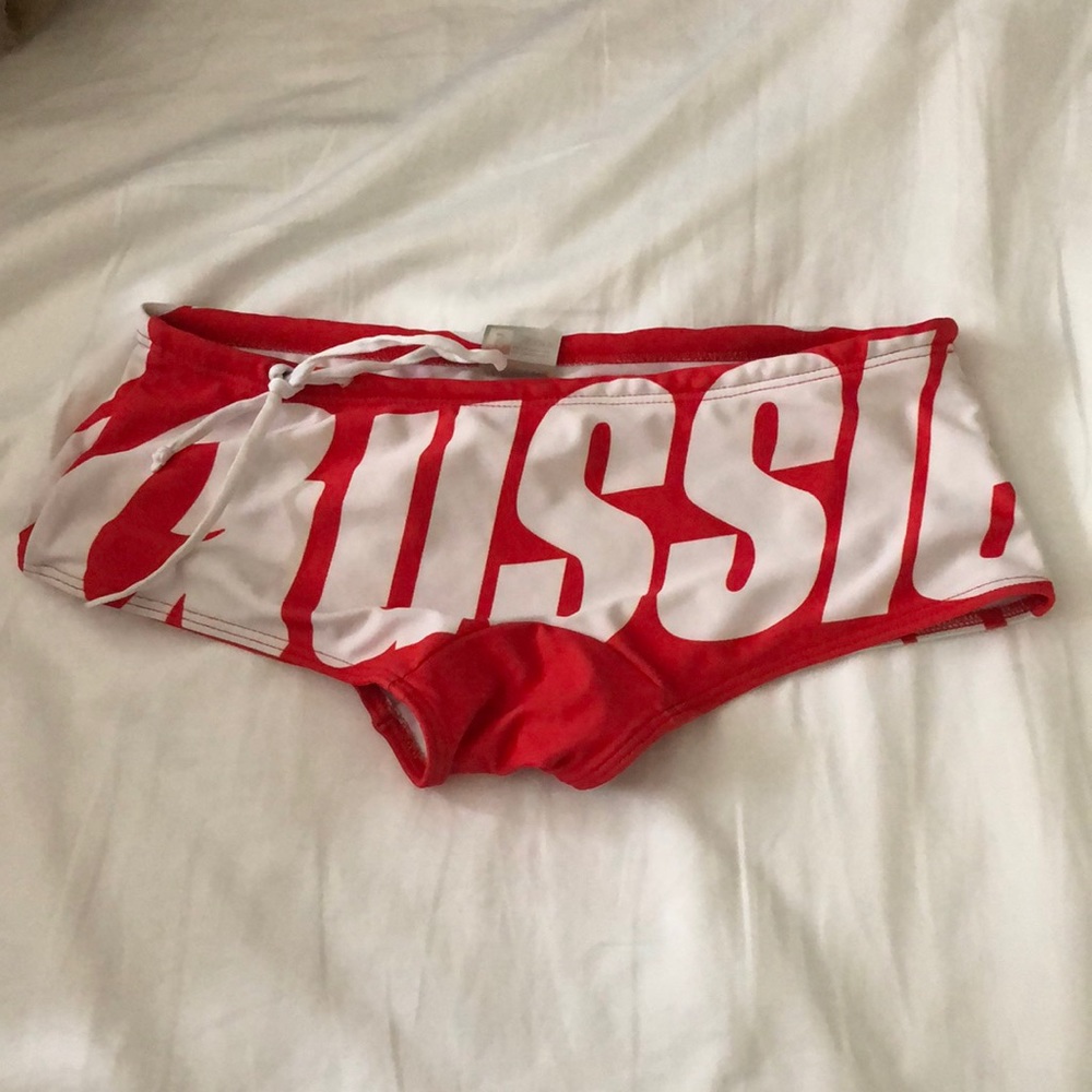 Aussie Bum red and White graphic Micro short speedo